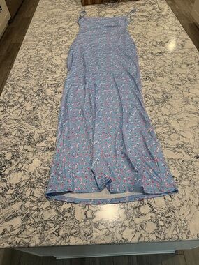 Light Blue Floral Maxi Skirt